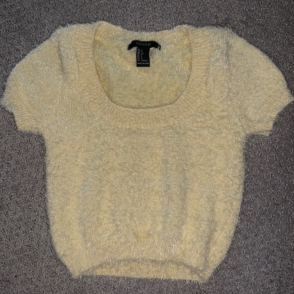 Forever 21 Fluffy Yellow Crop Top
